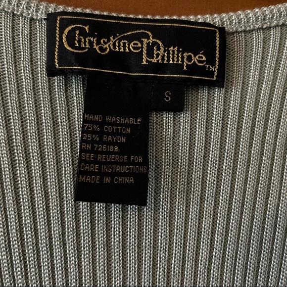 Women's Ribbed Knit Tank Top S Pistachio Green Sequin Stretch - Picture 3 of 4